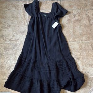 Sonoma Elegant Black Flutter Sleeve Maxi Dress